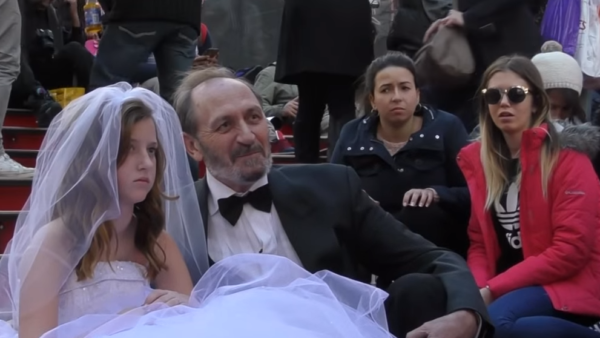 Passers-by are stunned by a social experiment stunt held in New York to highlight child marriage YouTube