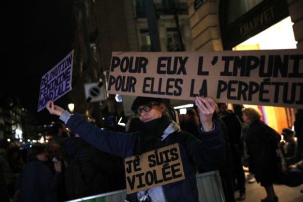 An activist holds a banner reading: ‘For him impunity, for her a life sentence’ during a protest in Paris, Tuesday, Nov. 14, 2017. Justice Minister Nicole Belloubet provoked consternation and dismay among feminist groups by saying a legal minimum age of 13 for sexual consent ‘is worth considering.’ AP Read more: http://newsinfo.inquirer.net/945327/news-france-child-sex-child-abuse-age-of-consent-nicole-belloubet-national-collective-for-womens-rights#ixzz4yejS3kfO Follow us: @inquirerdotnet on Twitter | inquirerdotnet on Facebook