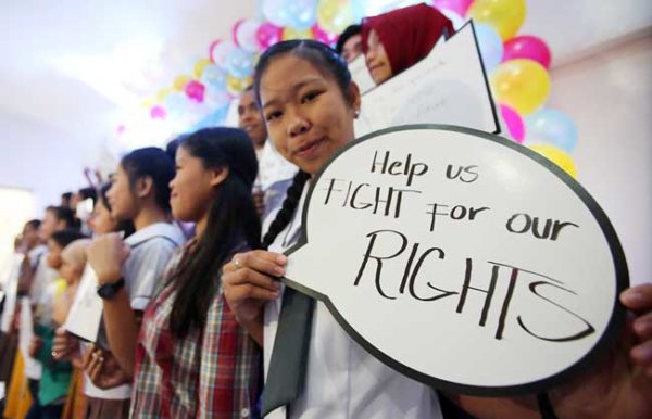  THEIR DAY Children call on legislators to protect their rights and respond to their needs during the commemoration of World Children’s Day at the Museo Pambata in Manila on Thursday. PHOTO BY RUSSEL PALMA